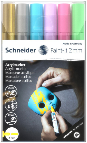 Schneider Paint-It 310 Acrylic Markers - 2mm - Set 2 (Pack of 6)