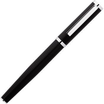 Hugo Boss Formation Fountain & Ballpoint Pen Set - Herringbone Black Chrome Trim - Picture 3