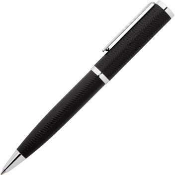 Hugo Boss Formation Fountain & Ballpoint Pen Set - Herringbone Black Chrome Trim - Picture 5
