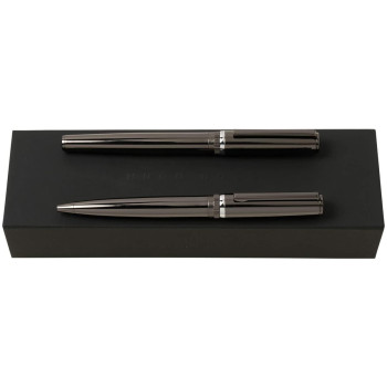 Hugo Boss Gear Fountain & Ballpoint Pen Set - Gunmetal Chrome Trim