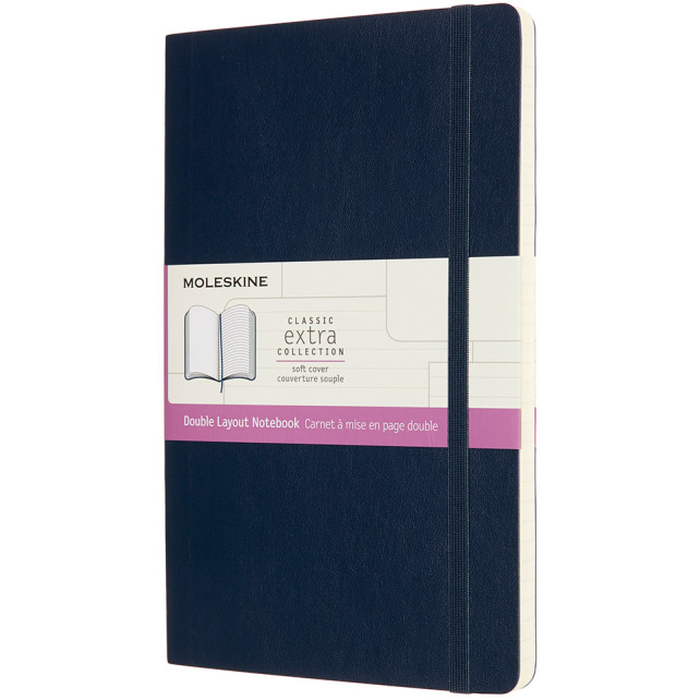 Moleskine Classic Extra Soft Cover Large Notebook - Ruled and Plain - Sapphire Blue
