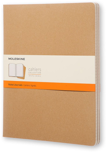 Moleskine Cahier Extra Extra Large Journal - Ruled - Kraft Brown - Set of 3