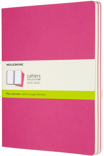 Moleskine Cahier Extra Large Journal - Plain - Kinetic Pink - Set of 3