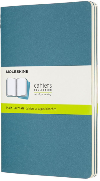 Moleskine Cahier Large Journal - Plain - Brisk Blue - Set of 3