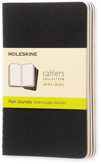 Moleskine Cahier Pocket Journal - Plain - Black - Set of 3