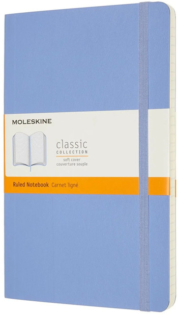 Moleskine Classic Soft Cover Large Notebook - Ruled - Hydrangea Blue