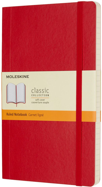 Moleskine Classic Soft Cover Large Notebook - Ruled - Scarlet Red