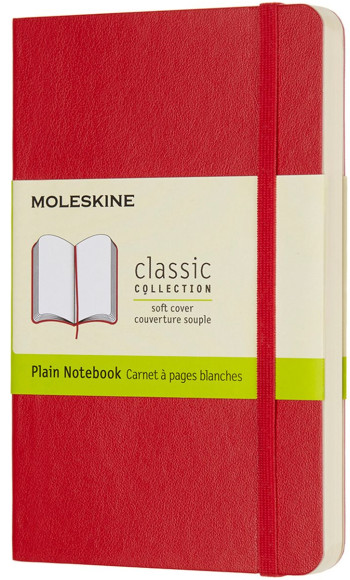 Moleskine Classic Soft Cover Pocket Notebook - Plain - Scarlet Red