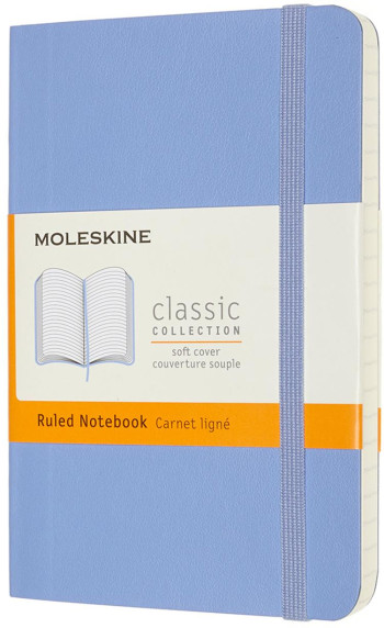Moleskine Classic Soft Cover Pocket Notebook - Ruled - Hydrangea Blue