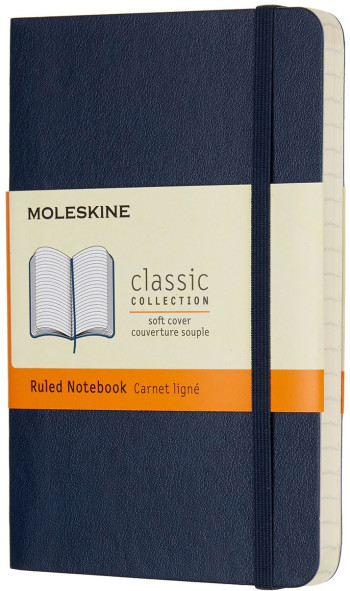 Moleskine Classic Soft Cover Pocket Notebook - Ruled - Sapphire Blue