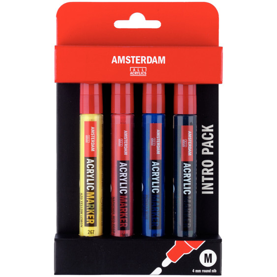 Amsterdam All Acrylics Paint Marker - Medium - Basic Set (Pack of 4)