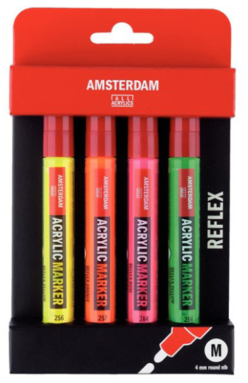 Amsterdam All Acrylics Paint Marker - Medium - Reflex Set (Pack of 4)