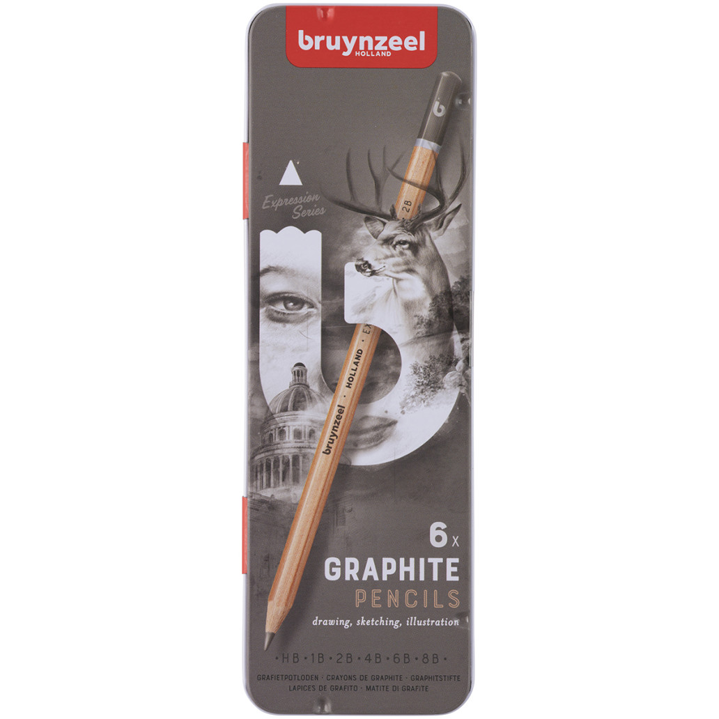 Bruynzeel Expression Graphite Pencils - Assorted Grades (Tin of 6)