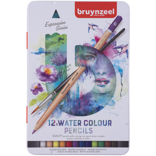 Bruynzeel Expression Watercolour Pencils - Assorted Colours (Tin of 12)