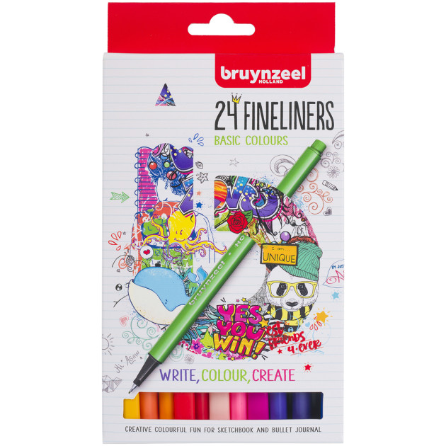 Bruynzeel Fineliner Set - Basic Colours - Pack of 24