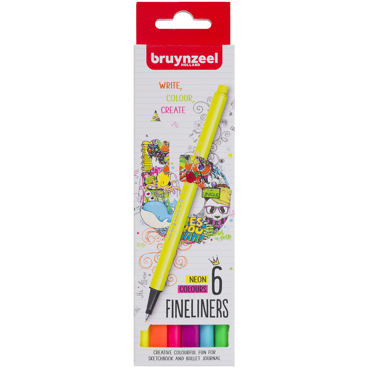 Bruynzeel Fineliner Set - Neon Colours - Pack of 6