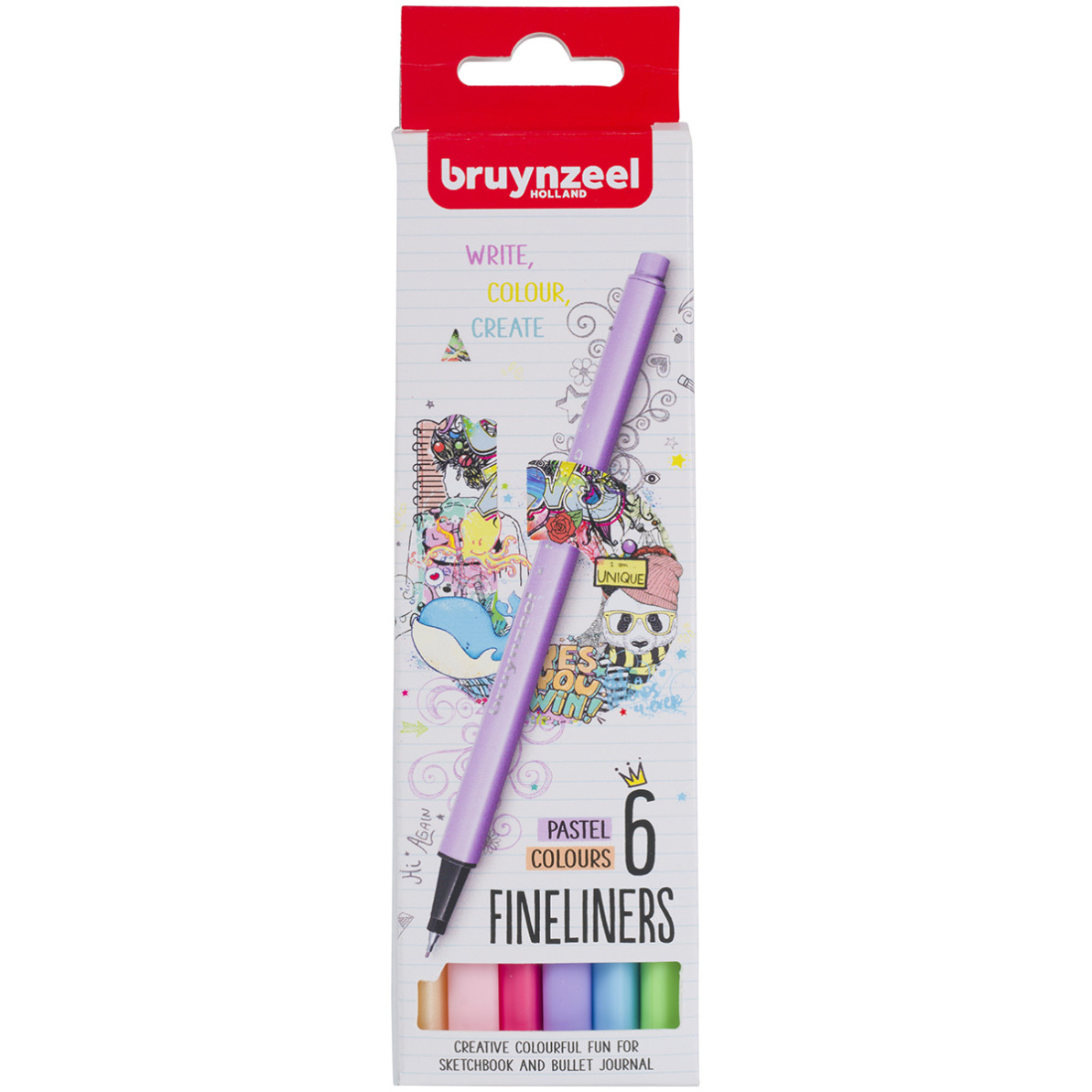 Bruynzeel Fineliner Set - Pastel Colours - Pack of 6