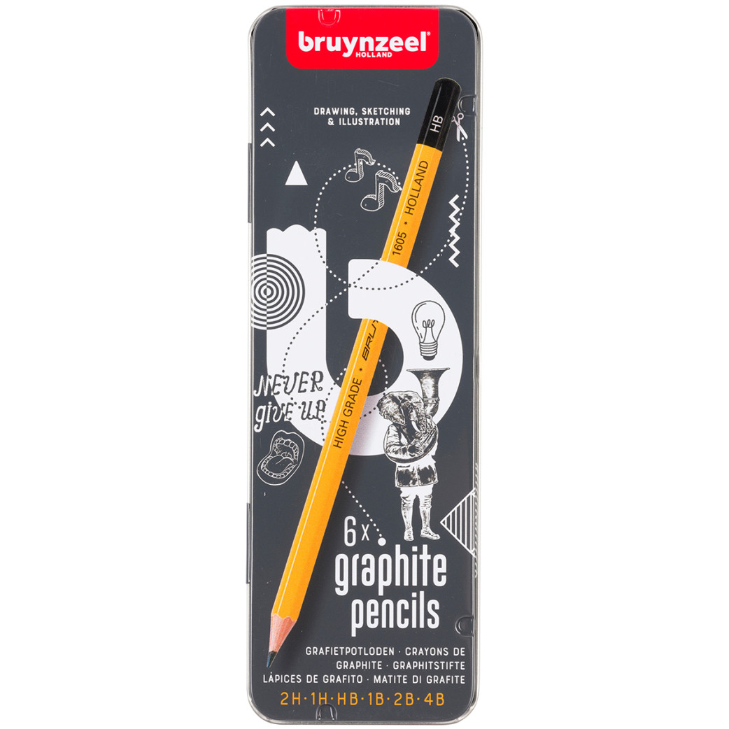 Bruynzeel Graphite Pencils - Assorted Grades (Tin of 6)