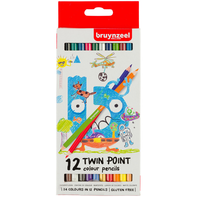Bruynzeel Kids Twinpoint Colouring Pencils - Assorted Colours (Pack of 12)