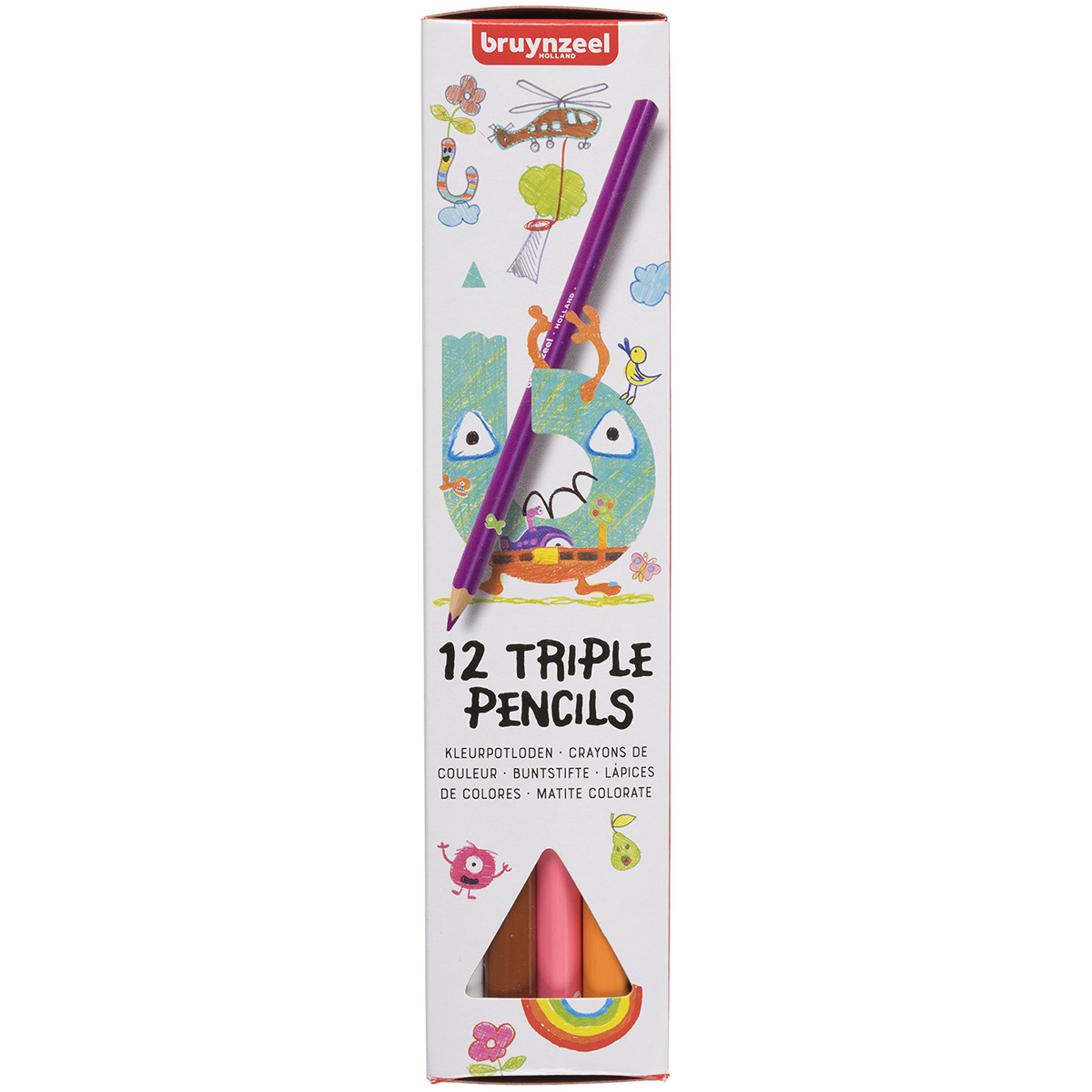 Bruynzeel Triple Colour Pencils - Assorted Colours (Pack of 12)