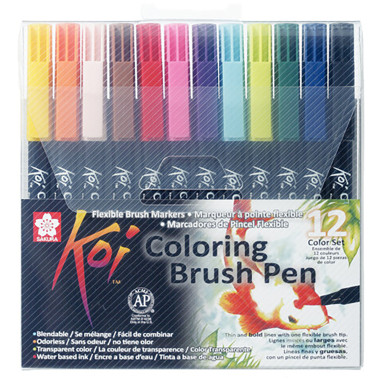 Sakura Koi Coloring Brush Pen Set - Assorted Colours - Pack of 12