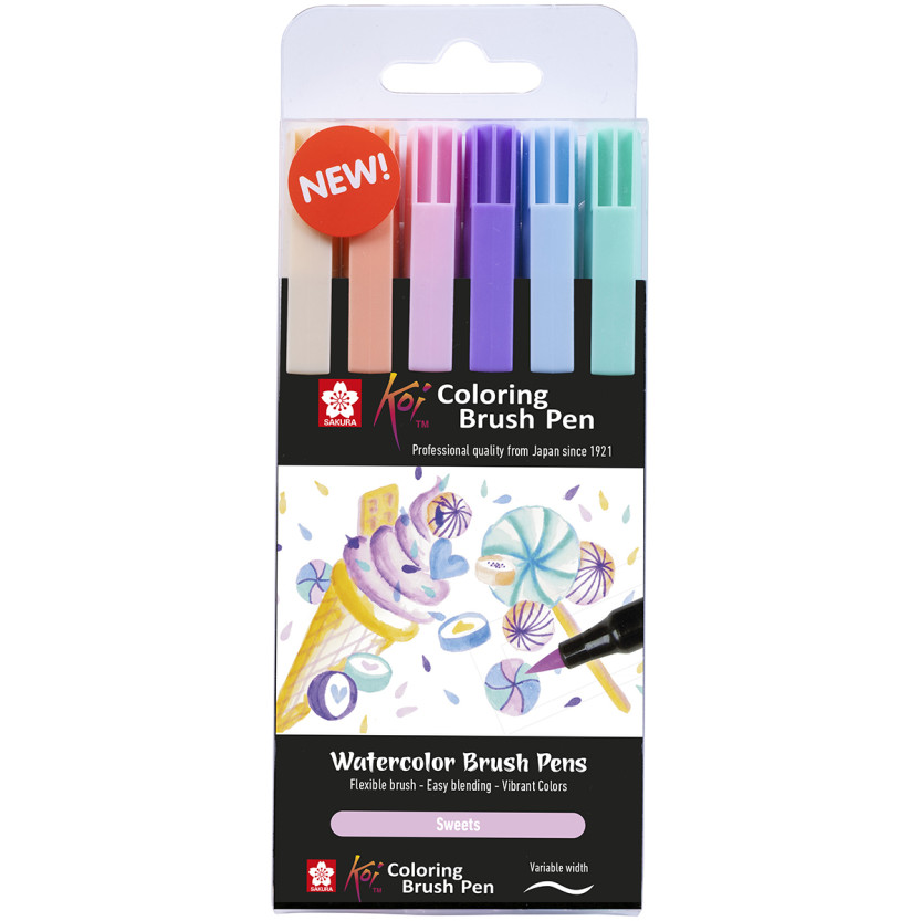 Sakura Koi Coloring Brush Pen Set - Sweets - Pack of 6