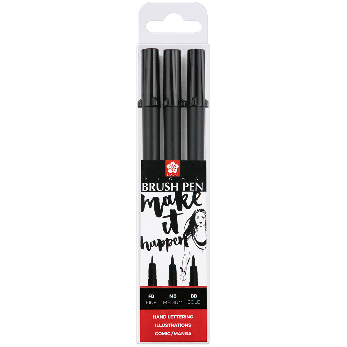 Sakura Pigma Brush Pens - Black (Pack of 3)