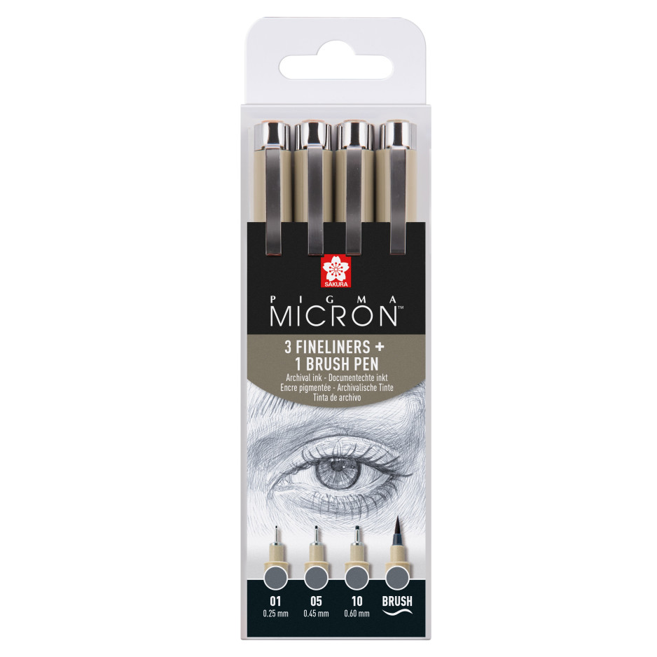 Sakura Pigma Micron Fineliner Set - Assorted Sizes - Cool Gray - Pack of 4