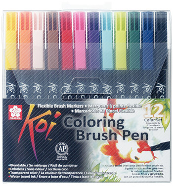 Sakura Koi Coloring Brush Pen Set - Assorted Colours - Pack of 12