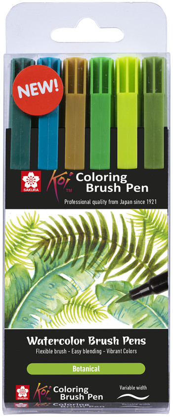 Sakura Koi Coloring Brush Pen Set - Botanical - Pack of 6