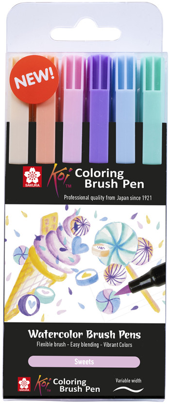 Sakura Koi Coloring Brush Pen Set - Sweets - Pack of 6