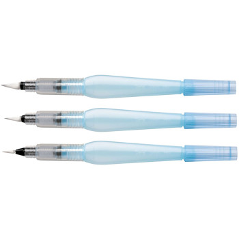 Pentel Arts Aquash Water Brushes - Fine Medium & Broad (Pack of 3)
