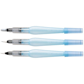 Pentel Arts Aquash Water Brushes - Fine Medium & Flat (Pack of 3)