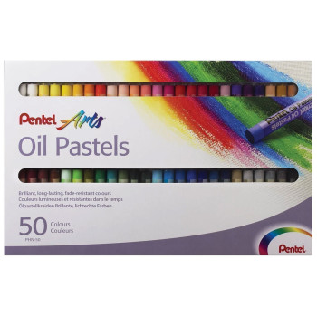 Pentel Arts Oil Pastels - Assorted Colours (Pack of 50)