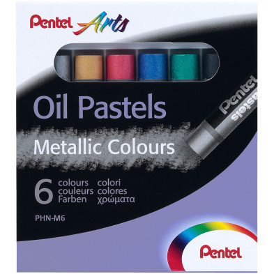 Pentel Arts Oil Pastels - Assorted Metallic Colours (Pack of 6)