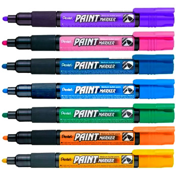 Pentel Arts Paint Markers - Bullet Tip - Bright Colours (Wallet of 7) - Picture 1