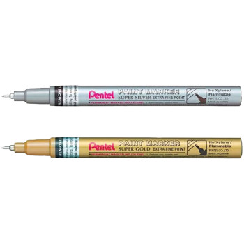 Pentel Arts Paint Markers - Extra Fine - Gold & Silver (Pack of 2)