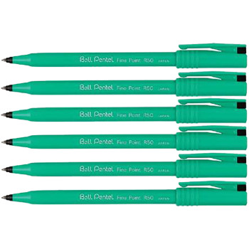 Pentel Recycled Capped Rollerball Pens - Black (Pack of 6)