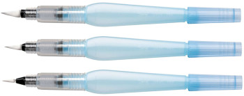 Pentel Arts Aquash Water Brushes - Fine Medium & Broad (Pack of 3)