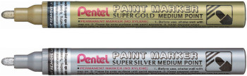 Pentel Arts Paint Markers - Medium - Gold & Silver (Pack of 2)