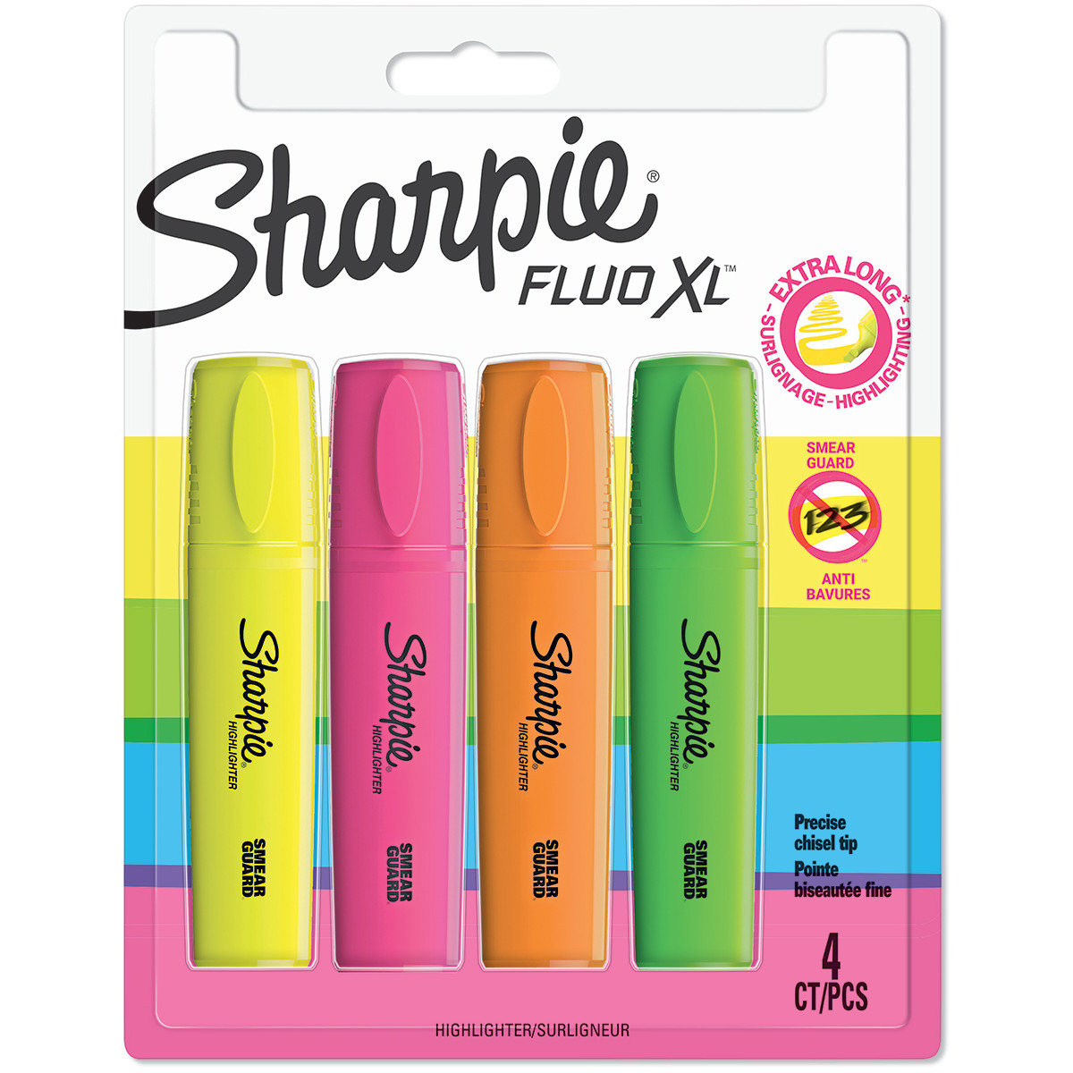 Sharpie Fluo XL Highlighters - Assorted Colours (Blister of 4)