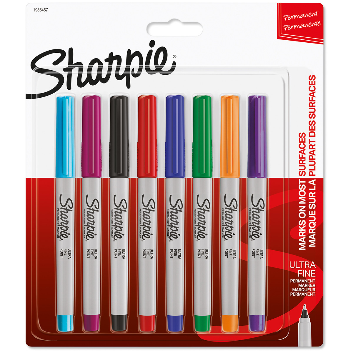 Sharpie Ultra Fine Marker Pens - Assorted Colours (Blister of 8)