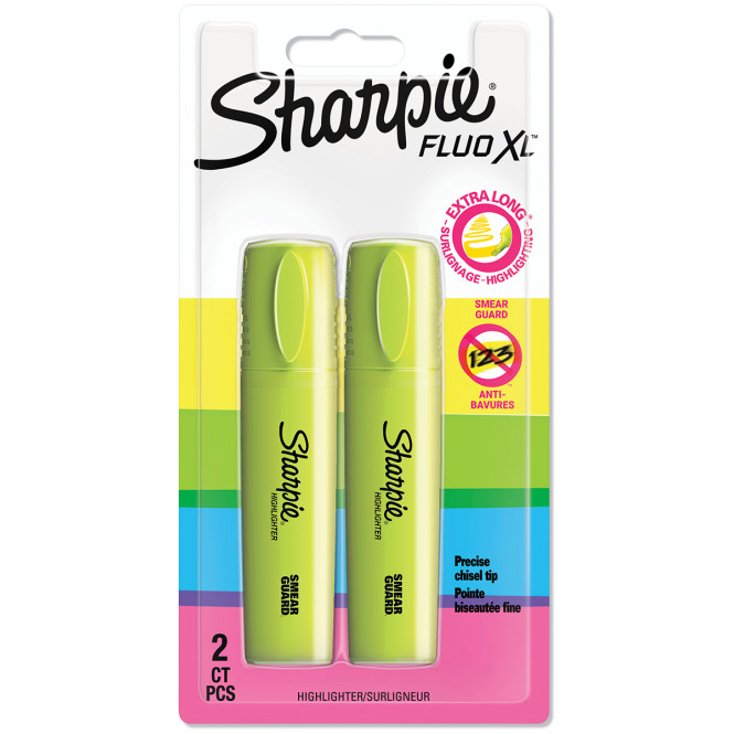Sharpie Fluo XL Highlighters - Yellow (Blister of 2)