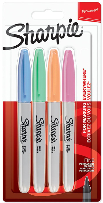 Sharpie Fine Marker Pen - Assorted Pastel Colours (Pack of 4)