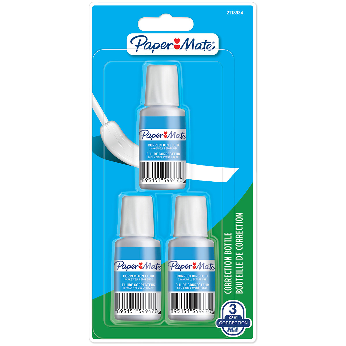 Papermate Blanco Correction Fluid bottle 20ml (Blister of 3)