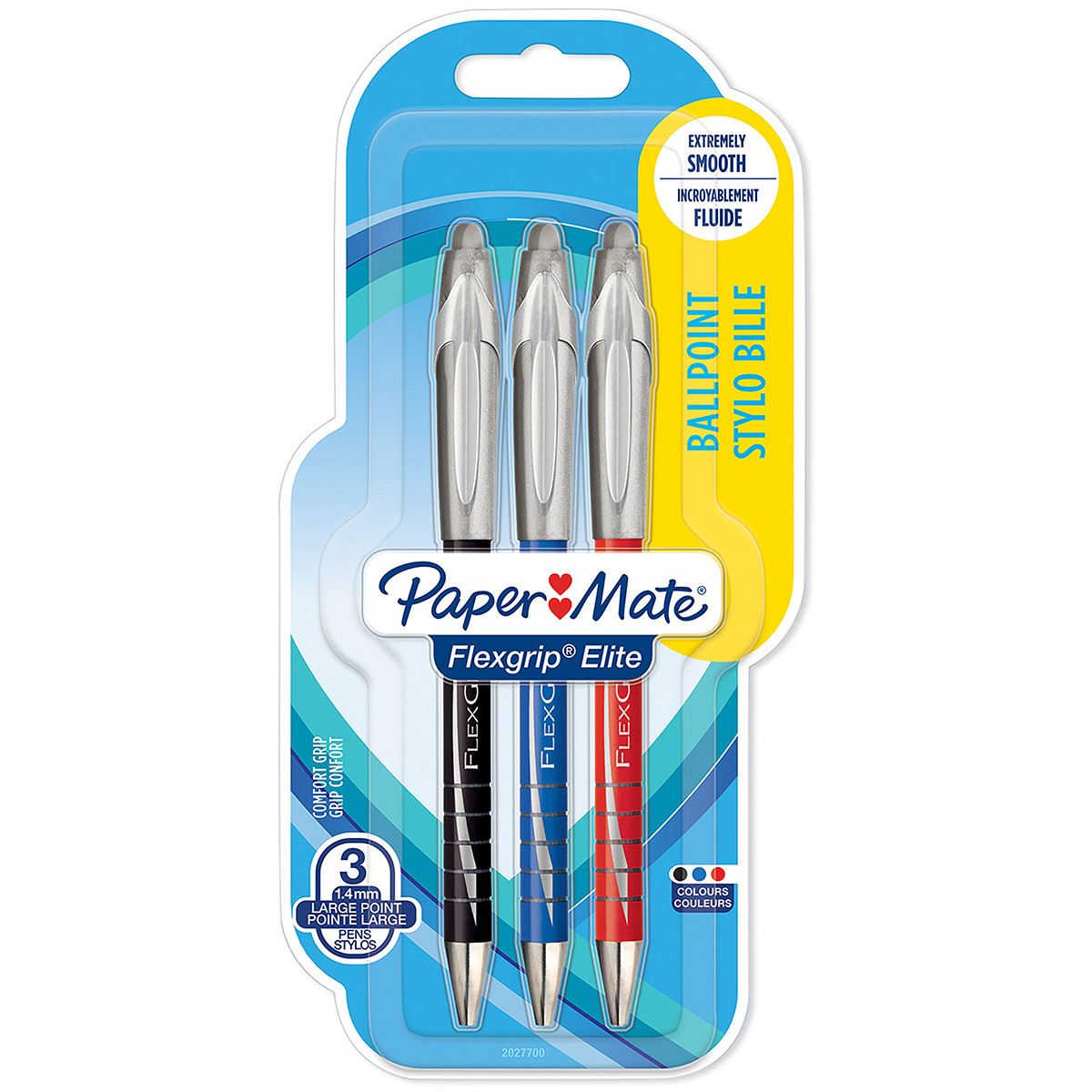 Papermate Flexgrip Elite Ballpoint Pen - Medium - Assorted Colours (Blister of 3)