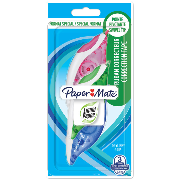Papermate Dryline Grip Correction Tape (Pack of 3)
