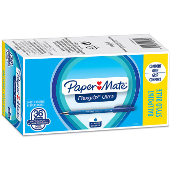 Papermate Flexgrip Ultra Retractable Ballpoint Pen - Medium - Blue (Pack of 36)