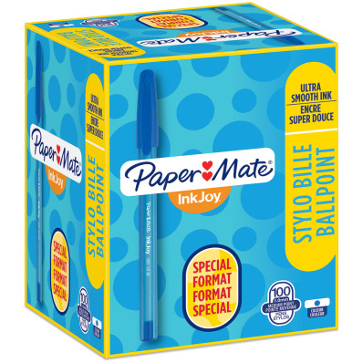 Papermate Inkjoy 100 Capped Ballpoint Pen - Medium - Blue (Box of 100)