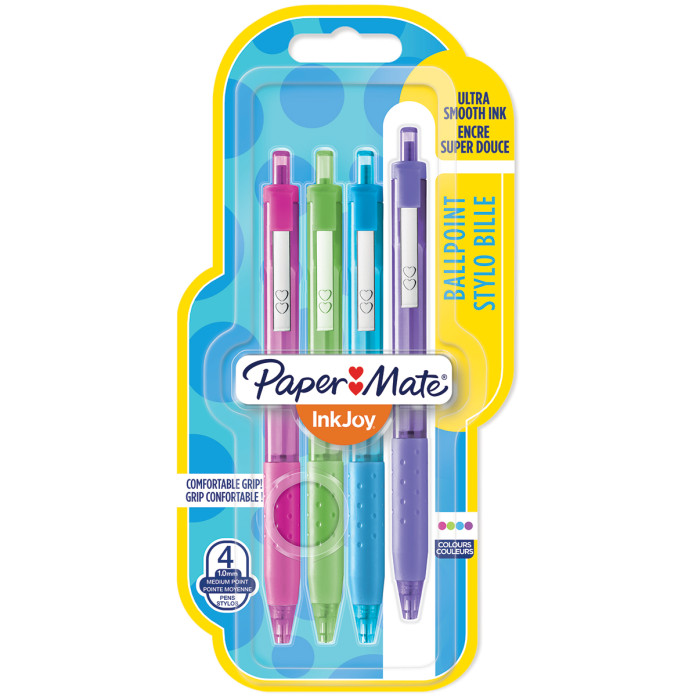 Papermate Inkjoy 300 Retractable Ballpoint Pen - Medium - Fun Colours (Blister of 4)